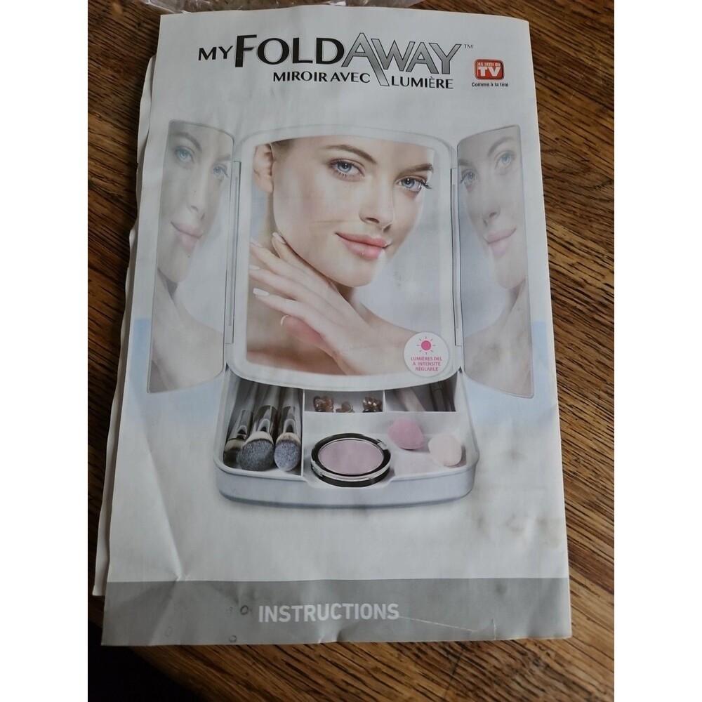 New My Fold Away Lighted Make Up Mirror & Storage Perfect For Travel & Bag